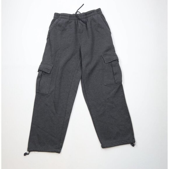 Vtg 90s Y2K Streetwear Mens Large Blank Heavyweight Wide Leg Cargo Sweatpants